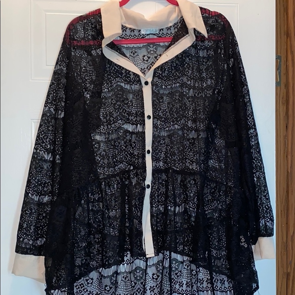Lace button up blouse